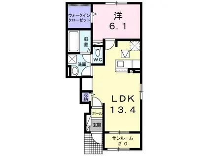 さくこまち(1LDK/1階)の間取り写真