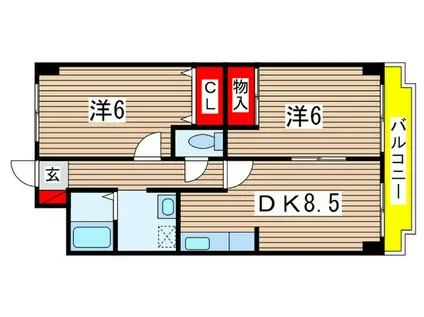 COMODO AMAJI(2DK/5階)の間取り写真