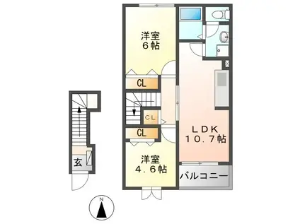 プチ.パステーク A(2LDK/2階)の間取り写真
