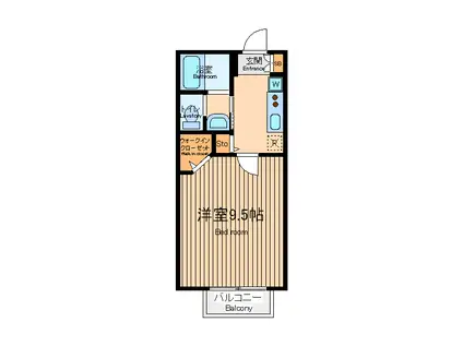 アミリス(1K/2階)の間取り写真