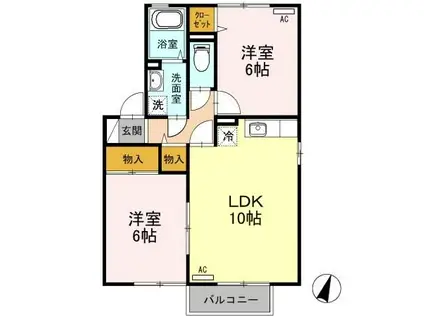 フレーズ・ヴェルジェ(2LDK/1階)の間取り写真