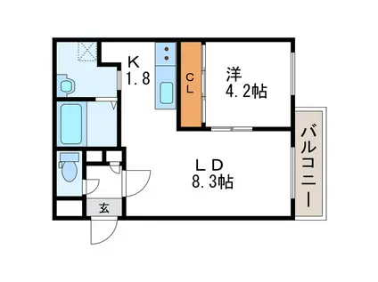 サウスERN SPOT サザンスポット(1LDK/4階)の間取り写真