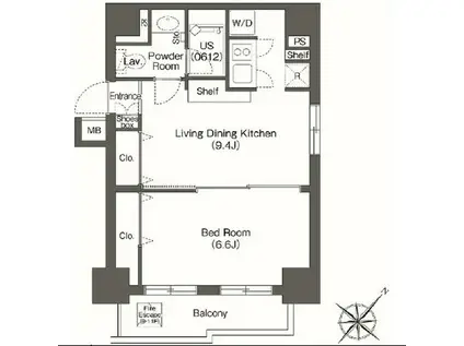 ユーレジデンス高輪台(1LDK/3階)の間取り写真
