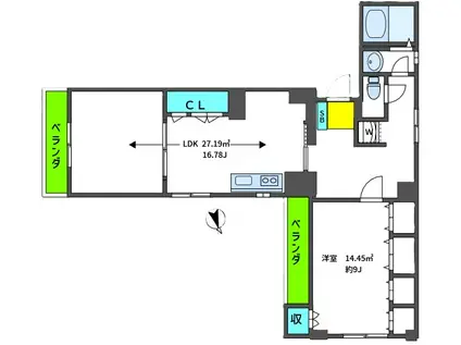 マンションニュー池尻(1LDK/2階)の間取り写真