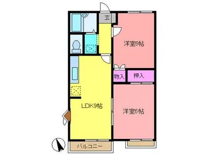 グランハイム尾島(2DK/2階)の間取り写真