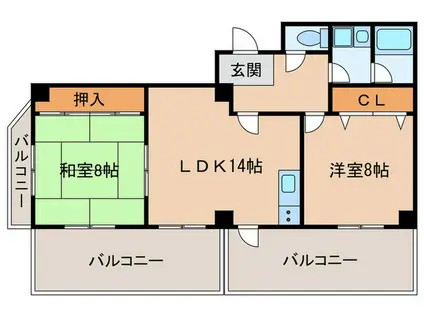 スリーダイレクション I(2LDK/4階)の間取り写真
