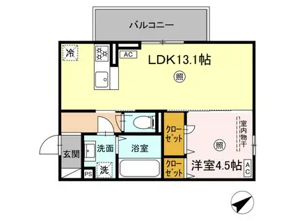 WM新八代 A棟(1LDK/3階)の間取り写真