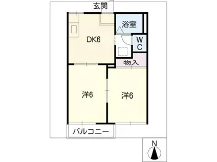 グリーンパーク棚橋 E棟(2DK/2階)の間取り写真