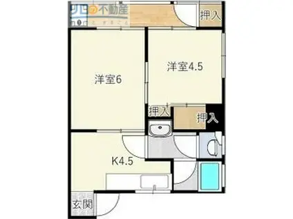 ラ・ポール伊丹(2K/3階)の間取り写真