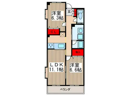 プロミネンスV(2LDK/2階)の間取り写真