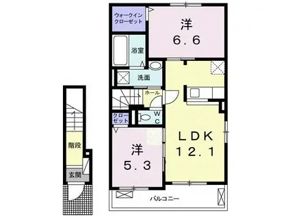 オプスKITA II(2LDK/2階)の間取り写真