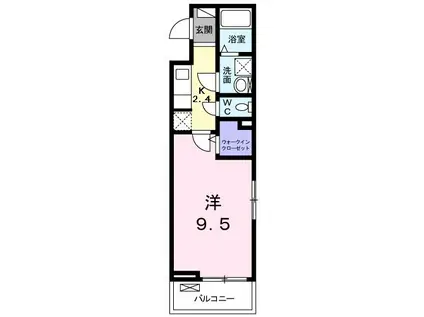 カーサ・ディーI(1K/1階)の間取り写真