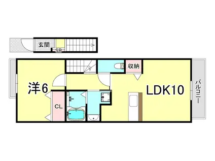メゾンメール五色山(1LDK/2階)の間取り写真
