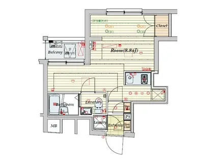 ビバリーホームズ吉祥寺南(ワンルーム/3階)の間取り写真