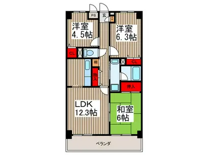 ノヴァ・デ・ガイア(3LDK/1階)の間取り写真