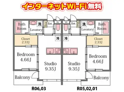 イベリス(1LDK/1階)の間取り写真