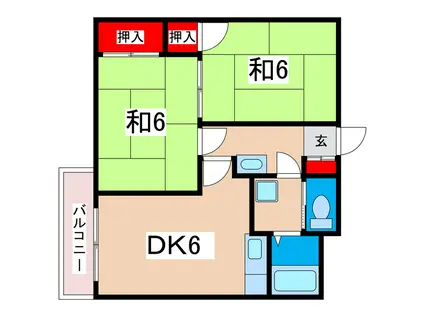 東金沢マンション(2DK/3階)の間取り写真