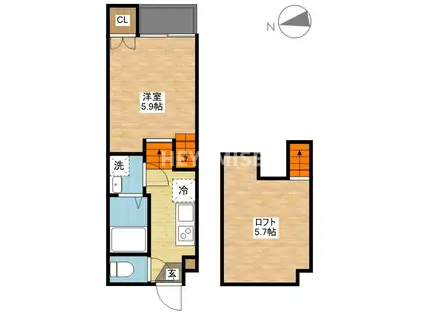 FLEUR DE LISII(1SK/2階)の間取り写真