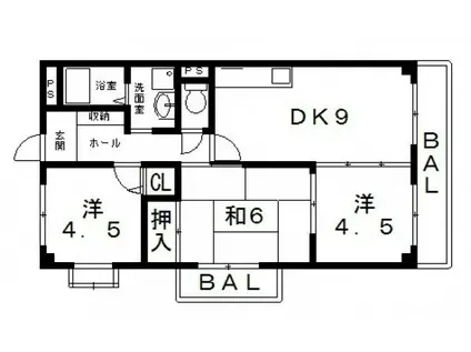 カーサフィオーレ弐番館(3LDK/2階)の間取り写真