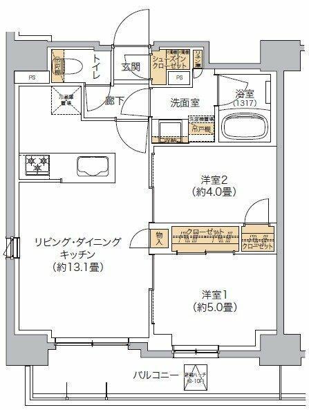 リビオメゾン西麻布(2LDK/10階)の間取り写真