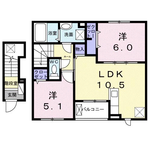 クレスト コート(2LDK/2階)の間取り写真