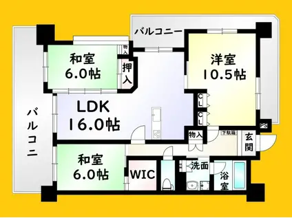 サンライフ企救丘駅前II(3LDK/5階)の間取り写真