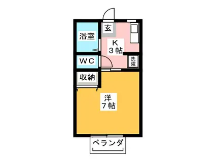 サンシャインII(1K/2階)の間取り写真