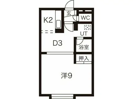 ハイムラベンデル(1DK/1階)の間取り写真