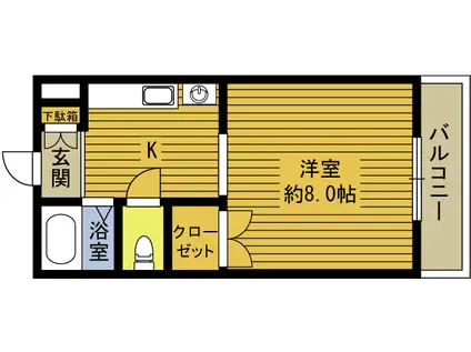 ジョイフル政所(1K/2階)の間取り写真