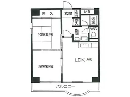 ビレッジハウス小川II1号棟(2LDK/3階)の間取り写真