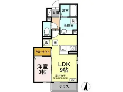 蔵谷ハイツ(1LDK/1階)の間取り写真