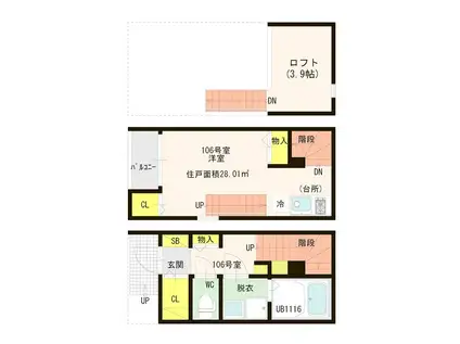 ハーモニーテラス那珂IV(ワンルーム/1階)の間取り写真
