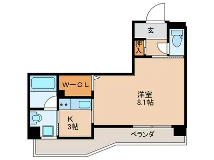 ルービンス十日市II(1K/5階)の間取り写真