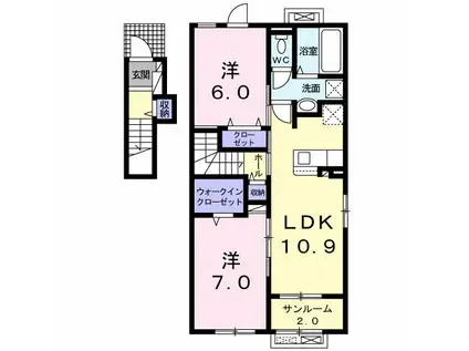 グレースコート カネコ(2LDK/2階)の間取り写真