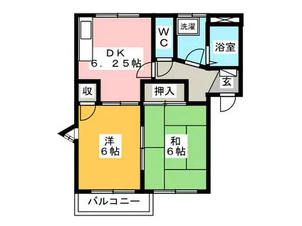 フレグランス川中島(2DK/2階)の間取り写真