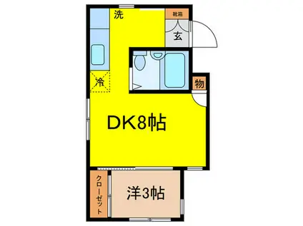 ハイム山王(1DK/3階)の間取り写真