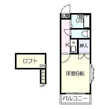 トーフク神宮西(1K/2階)の間取り写真