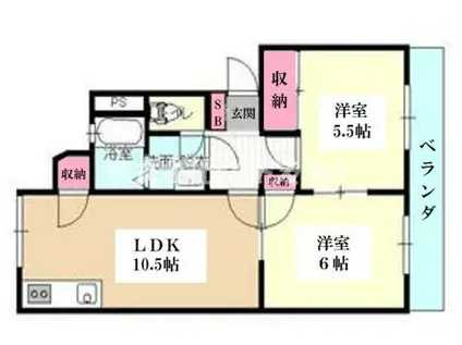 ONES東大成(2LDK/2階)の間取り写真