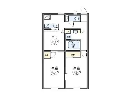 レオパレスグリーンウッドII(2DK/1階)の間取り写真