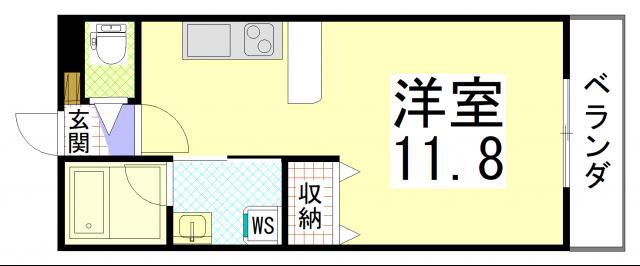 アンダンテ(ワンルーム/1階)の間取り写真