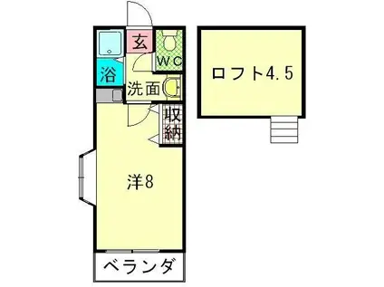 プレンティ坂本(ワンルーム/1階)の間取り写真