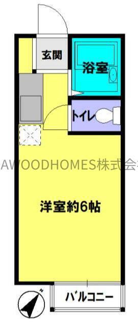 スマートハイツ金沢八景(ワンルーム/2階)の間取り写真
