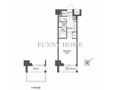 AIFLAT中目黒(1K/1階)の間取り写真