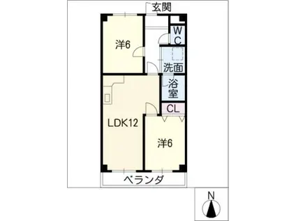 サンウイング加賀(2LDK/3階)の間取り写真