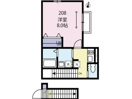 ピニエール石神井公園(1K/2階)の間取り写真