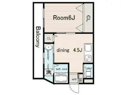 グランディール21(1DK/2階)の間取り写真