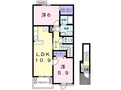 ビューテラス陶II(2LDK/2階)の間取り写真