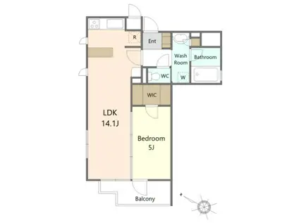 シャルール西五反田(1LDK/2階)の間取り写真