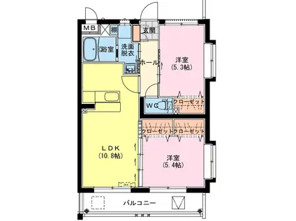 FABER(2LDK/2階)の間取り写真