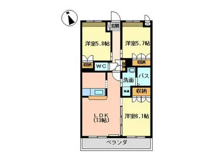ラルジュ(3LDK/2階)の間取り写真